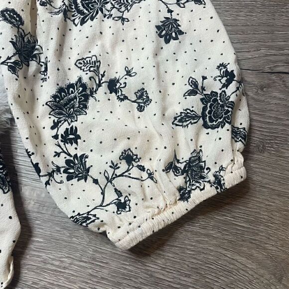 Torrid Top Rayon Ruched Waist Beige Floral Boho Blouse Long Sleeve Size 3 XXXL - Picture 7 of 13